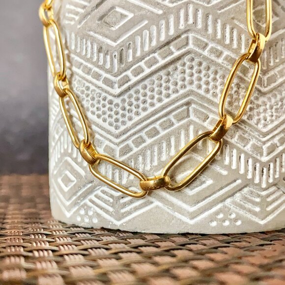 14K Gold Filled Paper Clip Bracelet for Womens Girls Elegant Design Fashion Gift - Picture 4 of 10